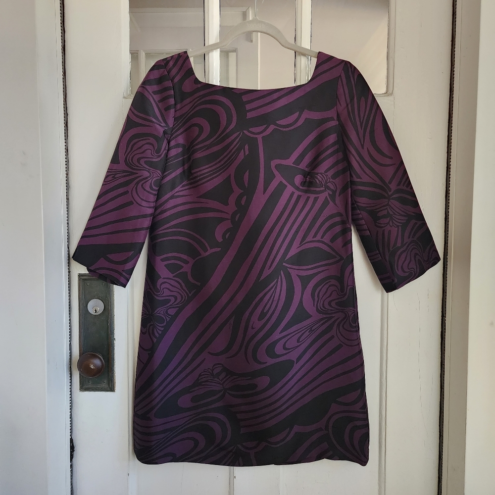Milly of New York Retro 100% Silk Shift Dress, Sz 6